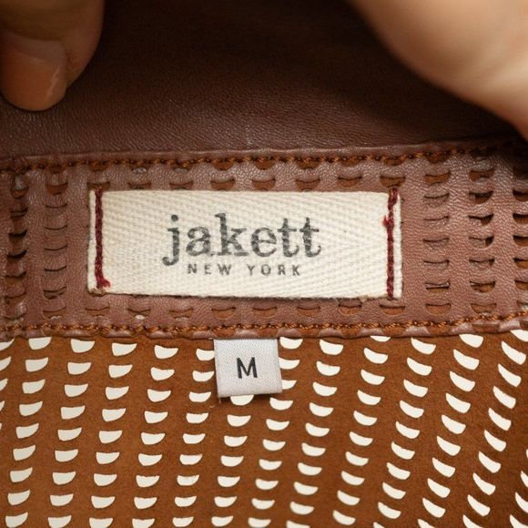 Women’s jakett New York Brown‎ Leather Perforated Moto Jacket sz M - Picture 16 of 17